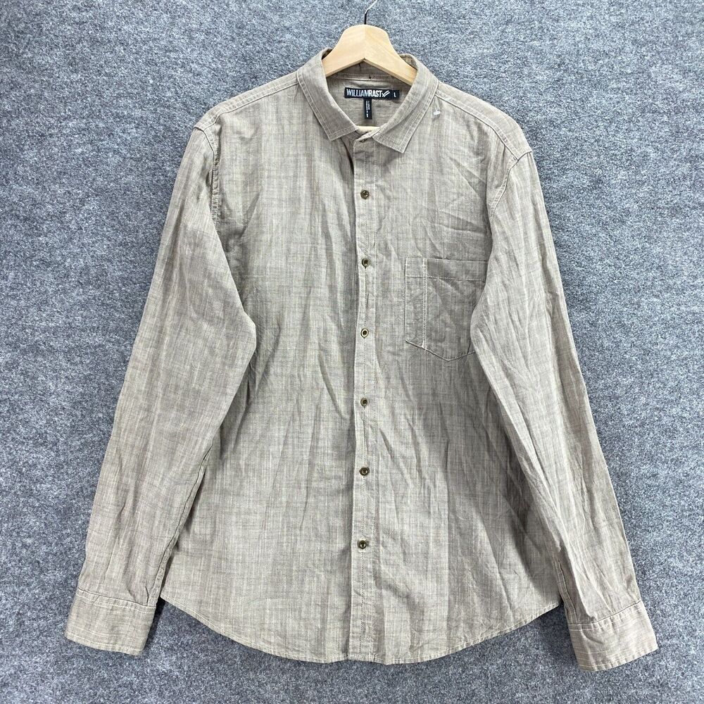 William Rast Shirt Men L Large Gray Button Up Collared Long Sleeve Cotton Casual